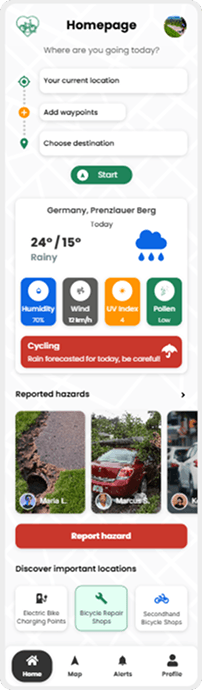 Safe Bike App Home