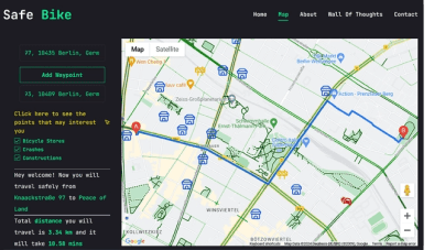 Safe Bike Website Map Interface